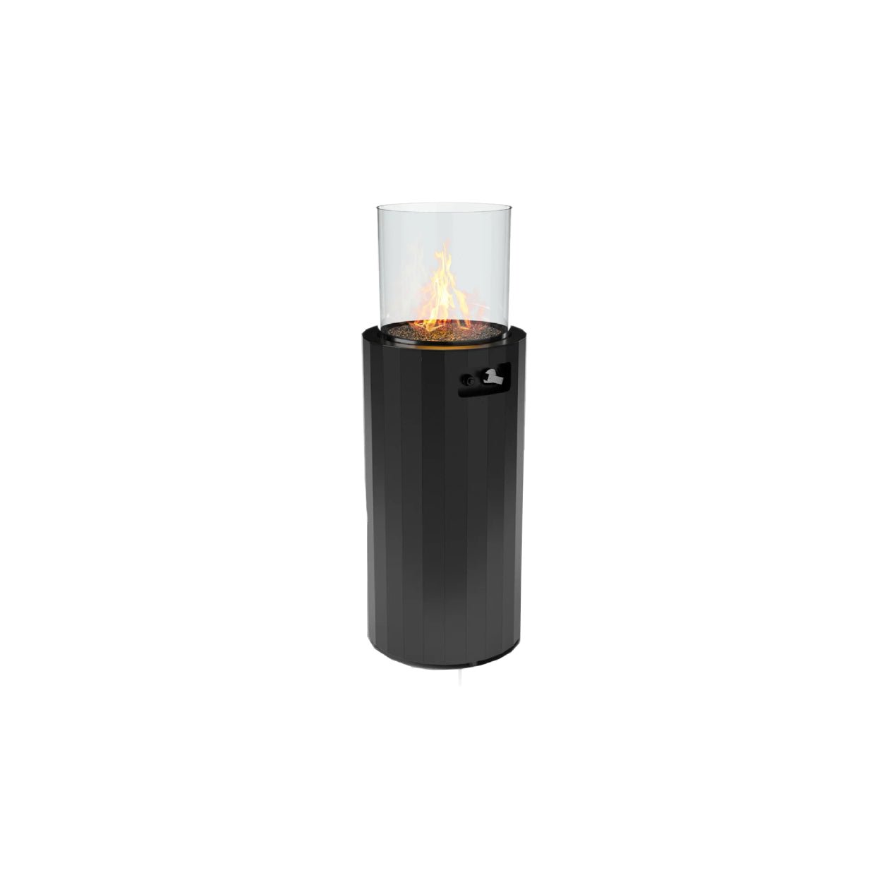 Planika_Bino_Jet_black_Silk_Grey_gashaard_vuurpilaar_terrashaard_tuinhaard_buitenhaard_terrasverwarmer_horeca_terrasheater