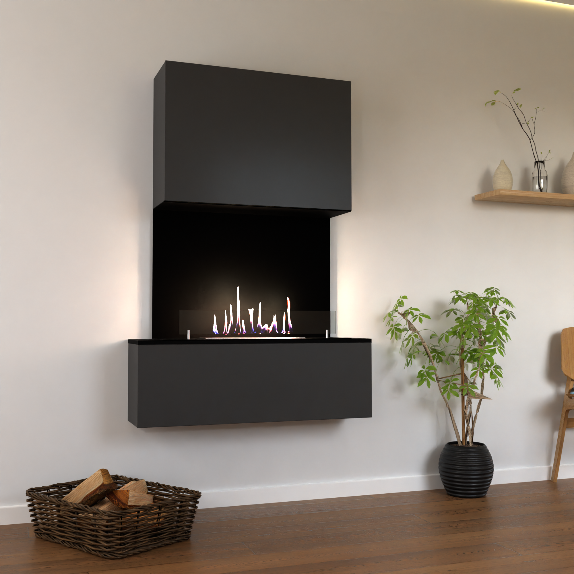 Modernes Design und stimmungsvolles Feuer